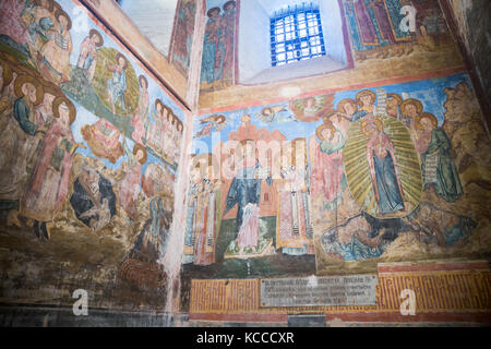 Fresques anciennes sur les murs de la cathédrale de l'assomption de la kirillo-belozersky monastère. Vologda Region, Russie Banque D'Images