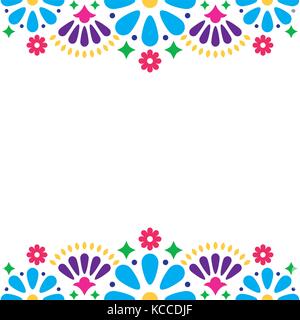 Vecteur populaire mexicain ou invitation à une fête de mariage, floral professionnels carte de vœux, un design coloré de fleurs et de formes abstraites Illustration de Vecteur