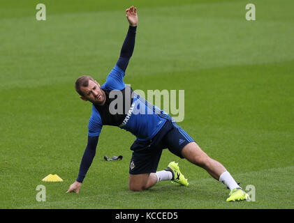 Niall McGinn, en Irlande du Nord, pendant la séance de formation à Windsor Park, Belfast. Banque D'Images