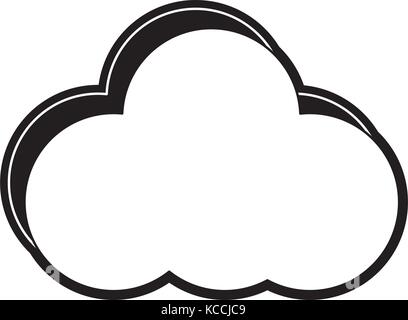 Ligne plate cloud monochromatique over white background vector illustration Illustration de Vecteur