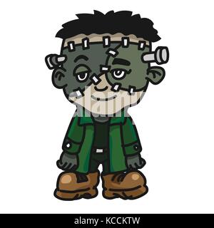 Frankenstein halloween cute cartoon, monster créature icône. vector character design Illustration de Vecteur