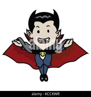 Cute cartoon halloween vampire, vampire mal icône. vector character design Illustration de Vecteur