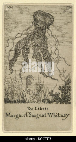 Dessins et estampes, Print, Ex Libris Margaret Sargent Whitney, artiste, Ernest Haskell, American, Woodstock, New York 1876 Banque D'Images