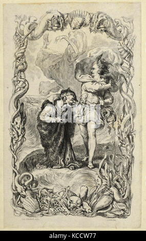 Dessins et gravures, dessin, illustration de la Tempête : Caliban, Ferdinand et Ariel, Henry Courtney Selous Banque D'Images