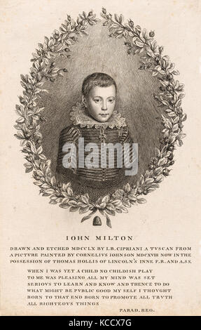 Dessins et estampes, Print, John Milton comme un garçon Banque D'Images