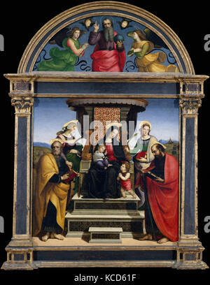 La Madone et lEnfant ont intronisé avec les Saints, Raphael, ca. 1504 Banque D'Images