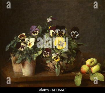 Still Life with pensées, 1874, huile sur toile, 18 1/2 x 22 1/4 in. (47 x 56,5 cm), peintures, Henri Fantin-Latour (Français Banque D'Images