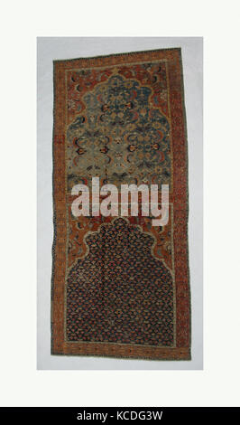 Tapis, 17ème siècle, attribué à l'Iran ou l'Inde, le coton (chaîne et trame), de laine (pile) ; pile nouée de façon asymétrique, H. 91 en Banque D'Images