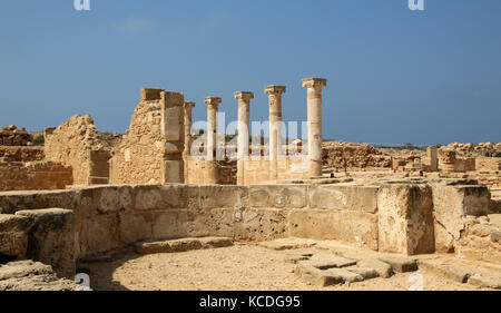 Ruines d'un ancien temple. Parc archéologique de Paphos. site du patrimoine de l'unesco. Kato Paphos. Chypre. Banque D'Images