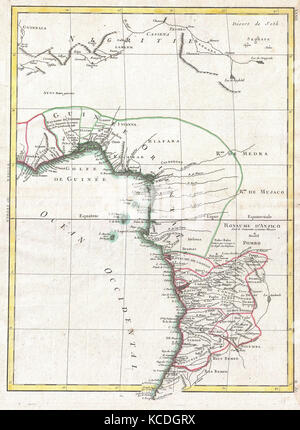 1770, Bonne carte de l'Afrique de l'Ouest, la Guinée, le golfe du Bénin, Congo, Rigobert Bonne 1727 - 1794 Banque D'Images