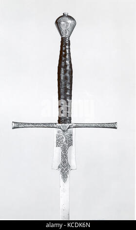 Pratiquer l'épée, ca. En 1575, Munich, Allemagne, Munich, acier, cuir, bois, laiton, L. 50 5/8 po. (128,5 cm) ; L. de blade 40 3/4 in Banque D'Images