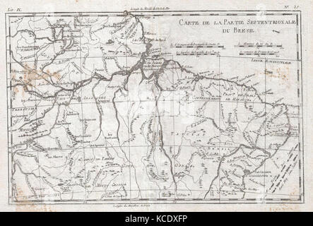 1780, Raynal et bonne carte du nord du Brésil, Rigobert Bonne 1727 - 1794 Banque D'Images