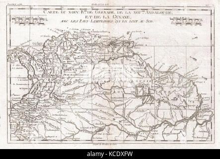 1780, Raynal et bonne carte du nord de l'Amérique du Sud, Rigobert Bonne 1727 - 1794 Banque D'Images