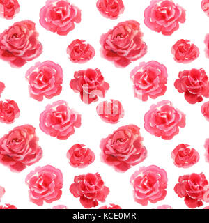 Fleurs rose doux motif transparent aquarelle fait main Banque D'Images