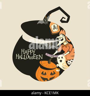 Silhouette de citrouille halloween décorations spooky ! Vector illustration. Illustration de Vecteur