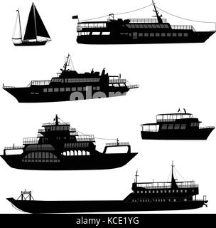 Navires et bateaux - vector silhouettes Illustration de Vecteur