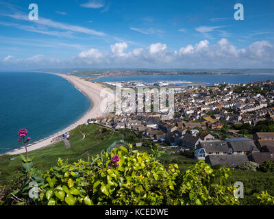 Chesil Beach à partir de au-dessus de Portland Dorset Angleterre Banque D'Images