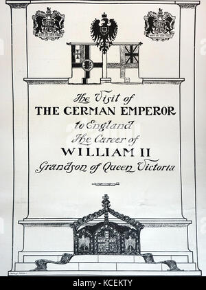 Page de titre d'un programme commémorant la visite de l'empereur Guillaume II (1859-1941) Roi de Prusse, à l'Angleterre pour le Jubilé de diamant de la reine Victoria. En date du 19e siècle Banque D'Images