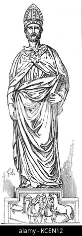 Saint Eloi (également Eloy ou Loye) (ch. 588 - 660), patron des orfèvres, des métallurgistes, et d'autres collecteurs de pièce de monnaie. Il est également le saint patron des vétérinaires, Banque D'Images