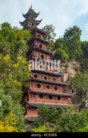 La pagode rouge, shibaozhai, Chongqing, Chine Banque D'Images