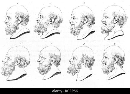 Illustration montrant un profil de Socrate. Socrate était un philosophe grec classique et éducateur. En date du 18e siècle Banque D'Images