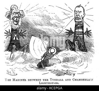 Pièce satirique caricature montrant John Tyndall (1820-1893), un physicien irlandais. En date du 19e siècle Banque D'Images