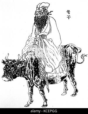 Illustration Laozi (604 BC- 531BC) Un ancien philosophe chinois, fondateur du Taoïsme et écrivain. En date du 6e siècle avant J.-C. Banque D'Images