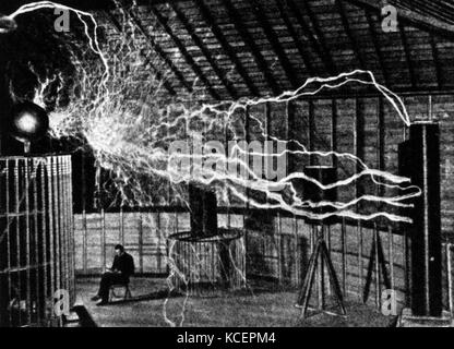 Illustration Nikola Tesla (1856-1943) un Serbian-American inventeur, ingénieur en génie électrique, mécanique, Ingénieur physicien, et futuriste. En date du 19e siècle Banque D'Images