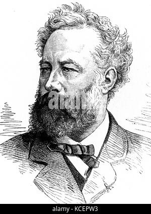 Portrait de Jules Verne (1828-1905), un romancier, poète et dramaturge. En date du 19e siècle Banque D'Images