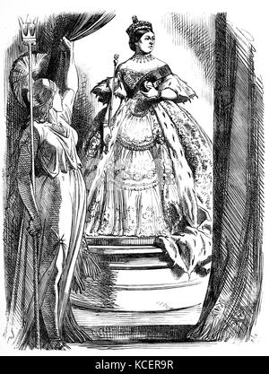 Illustration Britannia exhortant la reine Victoria (1819-1901) pour revenir à la réalité après une longue période de deuil le décès de son mari. Créé par John Tenniel (1820-1914), un illustrateur anglais, graphique, humoriste et caricaturiste politique. En date du 19e siècle Banque D'Images