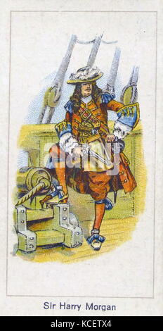 Carte d'entreprise Carte Cigarette Londres 1924 représentant : Sir Henry Morgan ( ch. 1635 - 1688) corsaire gallois (pirate), propriétaire terrien et, plus tard, Lieutenant-gouverneur de la Jamaïque. Banque D'Images