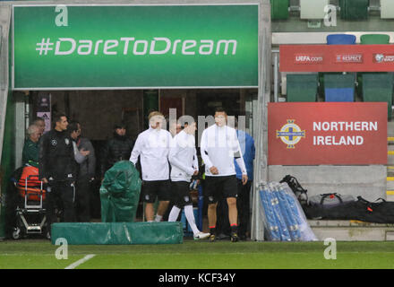 Belfast, Royaume-Uni. 4ème Oct 2017. Stade national de football à Windsor Park à Belfast, Irlande du Nord. 08Th Oct, 2017. L'Allemagne de l'avant train de demain nuit de qualification de la Coupe du Monde contre l'Irlande du Nord à Belfast. Crédit : David Hunter/Alamy Live News Banque D'Images