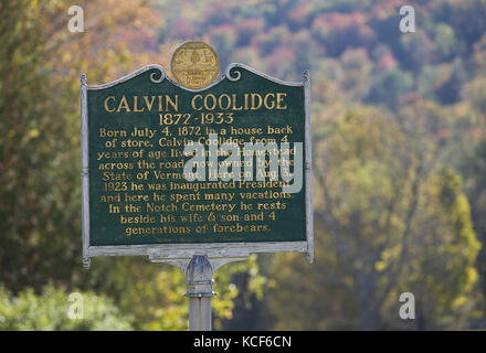 Woodstock, Vermont, USA. 4ème Oct 2017. Le 4 octobre 2017. Plymouth, Massachusetts. Le Calvin Coolidge Historic Site dans le petit hameau de Plymouth, New York est aussi le lieu de naissance du 30e président des États-Unis. Credit : Ralph Lauer/ZUMA/Alamy Fil Live News Banque D'Images