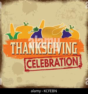 Célébration de thanksgiving vintage poster design, illustration vectorielle Illustration de Vecteur