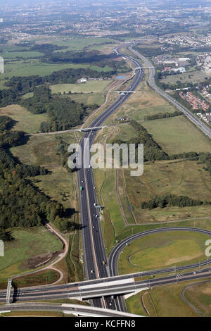 Vue aérienne de l'autoroute M8 à Coatbridge où il a une nouvelle jonction avec l'A725, Ecosse, Royaume-Uni Banque D'Images