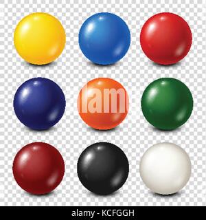 Billard pool, loterie,boules collection. snooker. fond transparent. vector illustration. Illustration de Vecteur