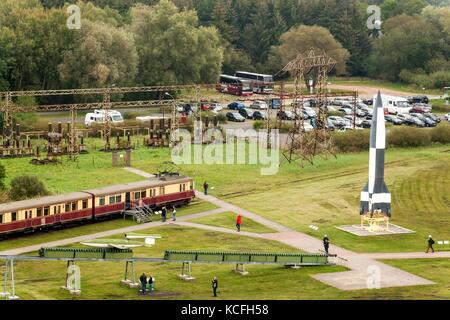 Peenemuende, Allemagne - 21 septembre 2017 : le territoire de l'armée centre de recherche. ww-ii mis au point v-1 et V-2. vue de la v-1 en vol de missiles. Banque D'Images