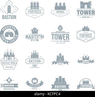 Logo icons set tours châteaux, style simple. Illustration de Vecteur