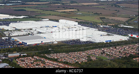 Vue aérienne de l'usine de production de voiture Nissan à Sunderland, Royaume-Uni Banque D'Images