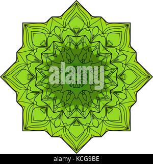 Mandala à huit pointes vert Illustration de Vecteur