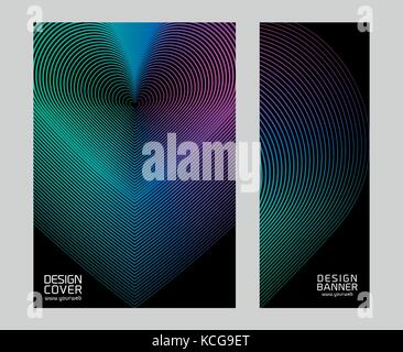 Conception de la couverture avec forme de coeur d'arrière-plan. La conception moderne des lignes géométriques Illustration de Vecteur