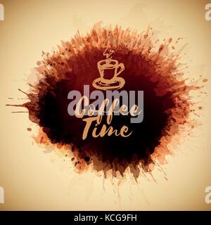 Couleur de fond brun. Des taches de café. Les tasse de café. Vintage background. Vector Illustration Illustration de Vecteur