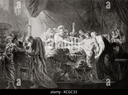 La mort de Germanicus César. Julius Caesar Germanicus, 15 BC - AD 19. Héritier désigné de l'Empire romain sous Tibère. L'histoire de Hutchinson de l'ONU, publié en 1915. Banque D'Images