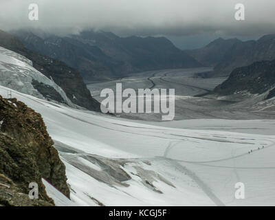 Grand Glacier d'Aletsch vu de Jungfraujoch, Lauterbrunnen, Suisse Banque D'Images