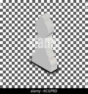 Pièce d'échecs blanc photo réaliste d'évêque. 3D isométrique, style vector illustration. Illustration de Vecteur