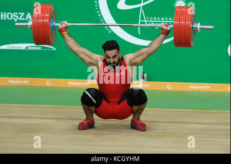 Turkménistan 2017 - 5e Jeux asiatiques Indoor & MartialArts 24-09-2017. L'haltérophilie mens 105 kg - Salwan Alaifuri (IRQ) participe à snatch Banque D'Images