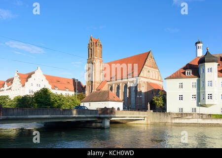 Große rivière Isar, église Heilig Geist (Esprit Saint), Landshut, Niederbayern, Basse Bavière, Bade-Wurtemberg, Bavière, Allemagne Banque D'Images