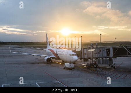 Kuala Lumpur, Malaisie - 13 août 2017 : avion de Malaysia Airlines stationné à l'aéroport international de Kuala Lumpur le 13 août 2017. Banque D'Images