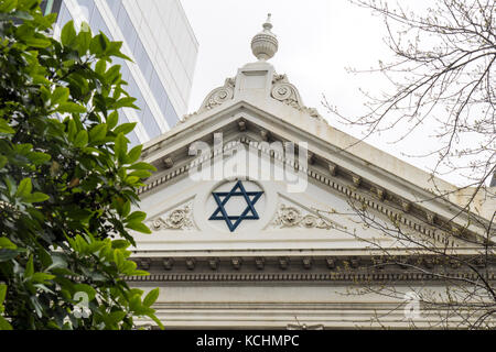 Étoile de David sur le fronton de l'East Melbourne Hebrew Congregation, synagogue, Melbourne, Victoria, Australie. Banque D'Images