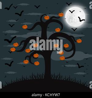 Forêt la nuit sur halloween Illustration de Vecteur